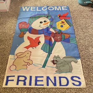 Garden Outdoor Yard Flag Banner Snowman Welcome Merry Christmas Holiday 44”X28”